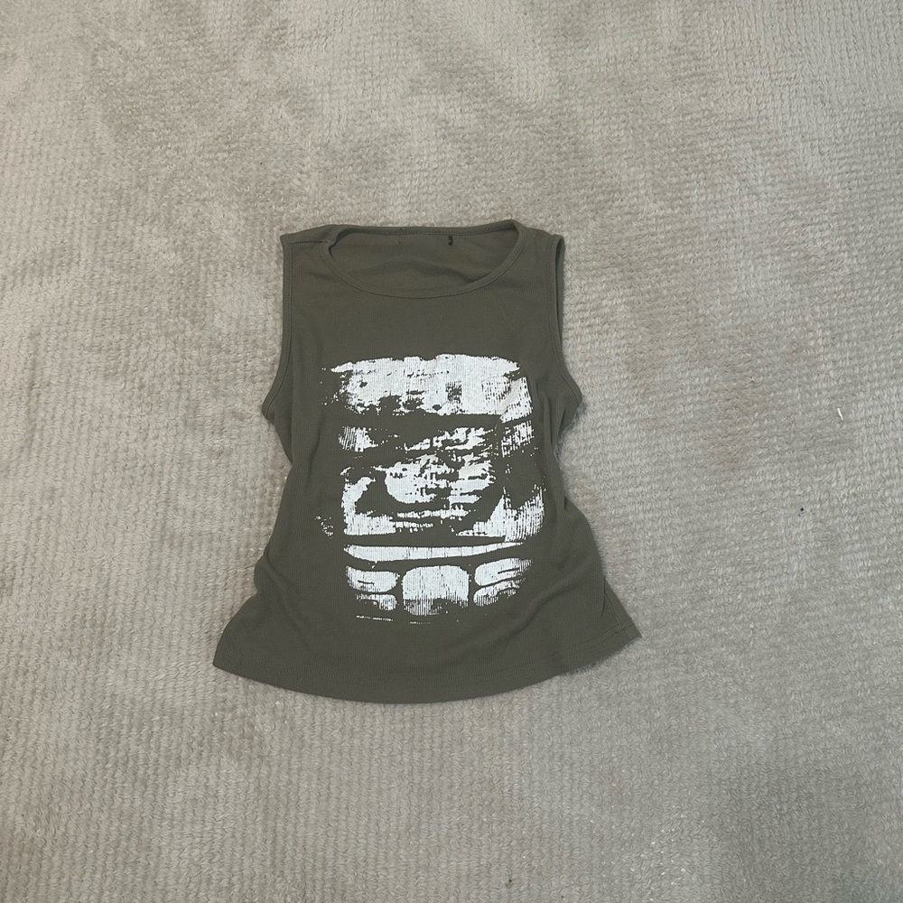 Graphic Tank Top - Olive Green